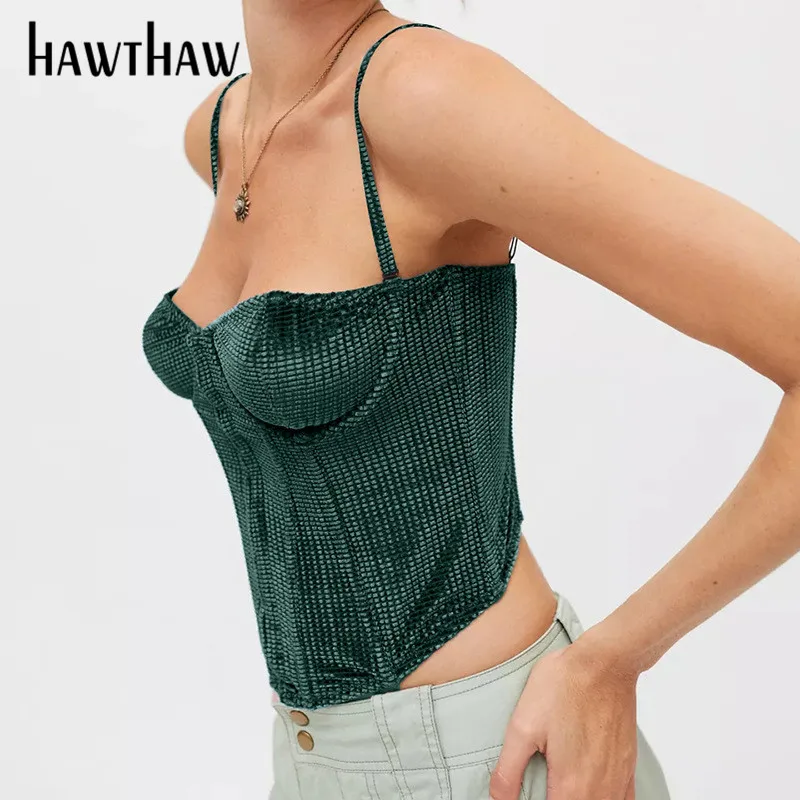Женская бархатная майка Hawthaw зеленая уличная одежда для осени и зимы 2021 |