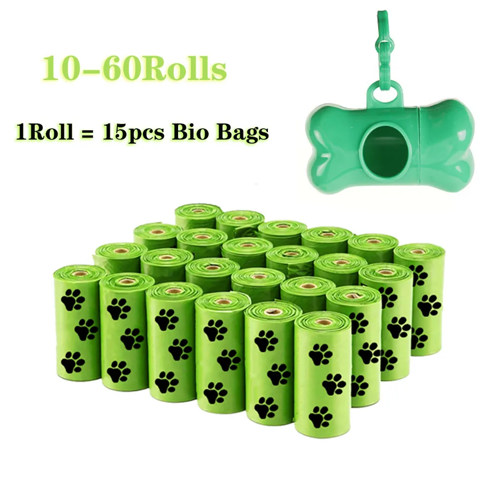 

10-60 Rolls Dog Poop Bags with Dispenser Environmentally Degradable Dog Waste Bags Outdoor Clean Pet Garbage Bag,15 Bags/ Roll