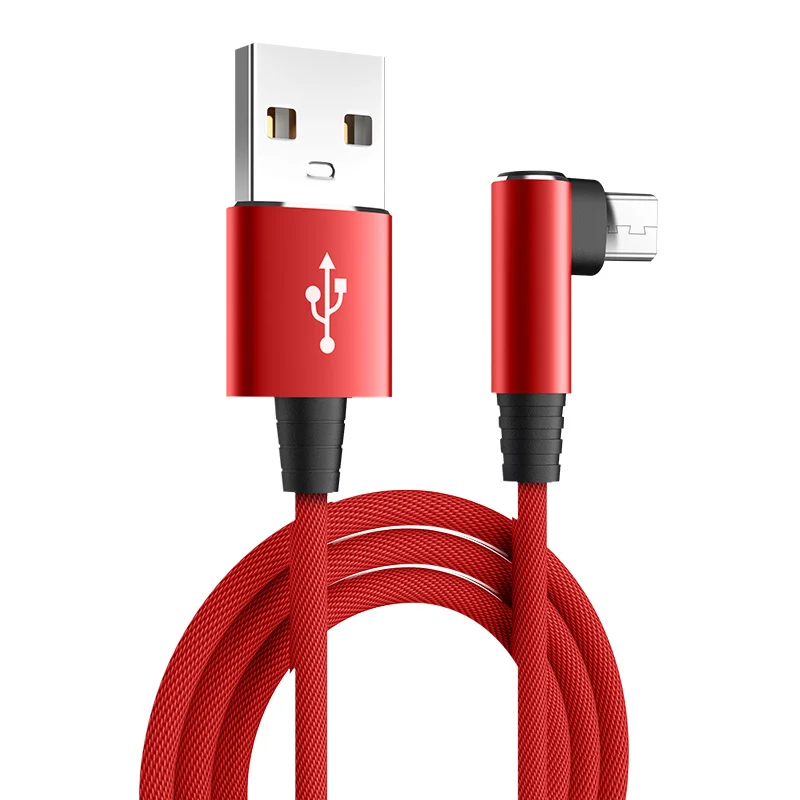 Гибкий L-Кабель 90 градусов быстрая зарядка Micro Usb-кабель нейлоновый шнур кабель