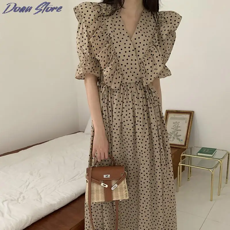 2021 Vintage Summer Women Dresses Dot Printing V-neck Puff Sleeve Flounced Dress Beach Party Clothing Vestidos
2021 Vintage Summer Women Dresses Dot Printing V-neck Puff Sleeve Flounced Dress Beach Party Clothing Vestidos