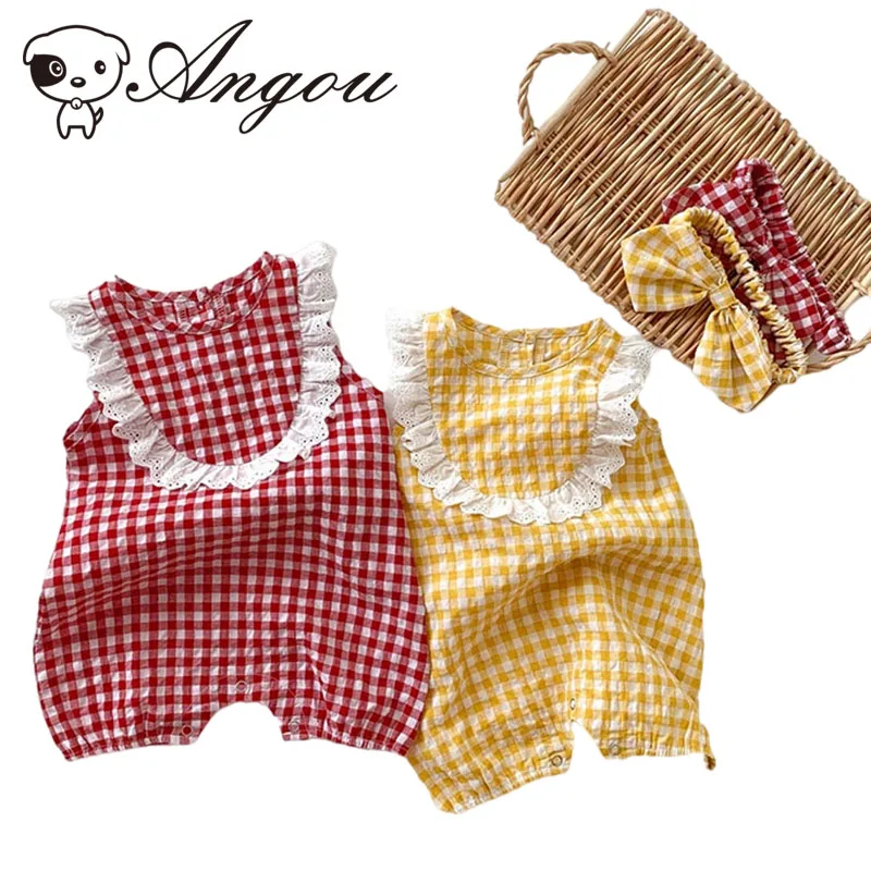 2022 New Style Fashion Baby Girl Jumpsuit Sleeveless Plaid Romper Summer Girl Lace Romper+Hair Band Outfit Clothes 0-2Y
2022 New Style Fashion Baby Girl Jumpsuit Sleeveless Plaid Romper Summer Girl Lace Romper+Hair Band Outfit Clothes 0-2Y