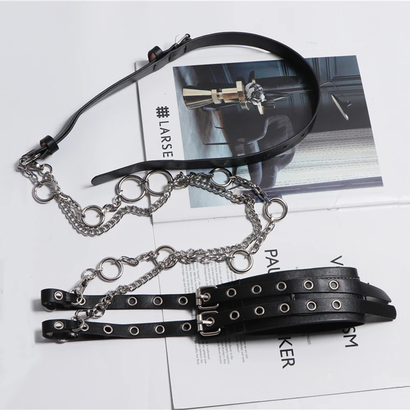 Leather Harness For Women Punk Harajuku Waist Belt With Chain Sexy Ladies Black Suspender Belts Body Bondage Lingerie Strap
Leather Harness For Women Punk Harajuku Waist Belt With Chain Sexy Ladies Black Suspender Belts Body Bondage Lingerie Strap