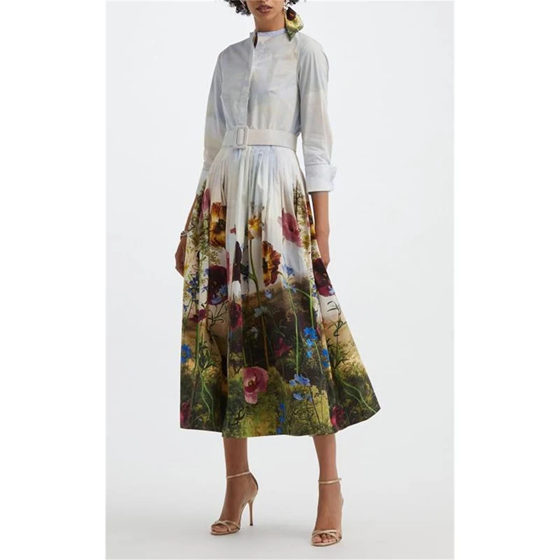 Women Elegant Dress High Quality Runway Stand Collar Long Sleeves Floral Print Casual Shirt Dresses Vestidos NP1773N
Women Elegant Dress High Quality Runway Stand Collar Long Sleeves Floral Print Casual Shirt Dresses Vestidos NP1773N