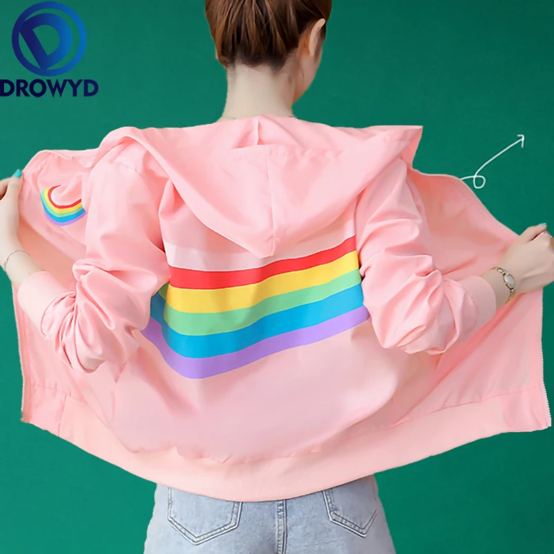Summer Rainbow Print Hooded Thin Baseball Jacket Women Casual Long-sleeve Bomber Tops Breathable Sunscreen Cardigan Loose Coat 
Summer Rainbow Print Hooded Thin Baseball Jacket Women Casual Long-sleeve Bomber Tops Breathable Sunscreen Cardigan Loose Coat