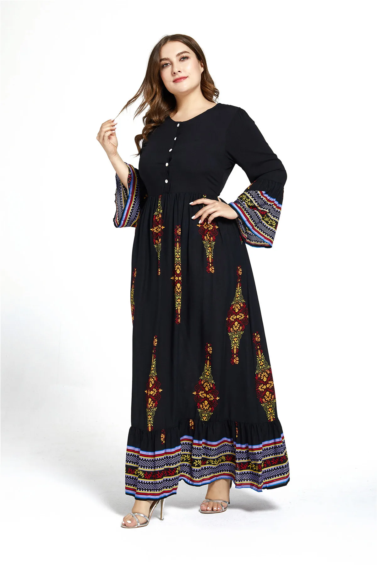 Muslim Plus Size Dress Women's Islamic Abaya Kaftan Dress Casual Loose Long-sleeved Printed Evening Dresses European Clothing
Muslim Plus Size Dress Women's Islamic Abaya Kaftan Dress Casual Loose Long-sleeved Printed Evening Dresses European Clothing