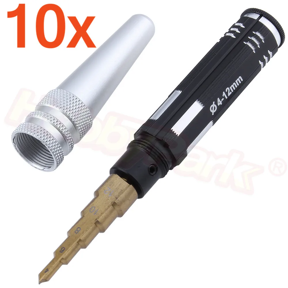 10pcs Titanium Nitride 4-12mm Hole Puncher Reamer for RC Car Body Shell Drills Lexan Hobby Tools 
10pcs Titanium Nitride 4-12mm Hole Puncher Reamer for RC Car Body Shell Drills Lexan Hobby Tools