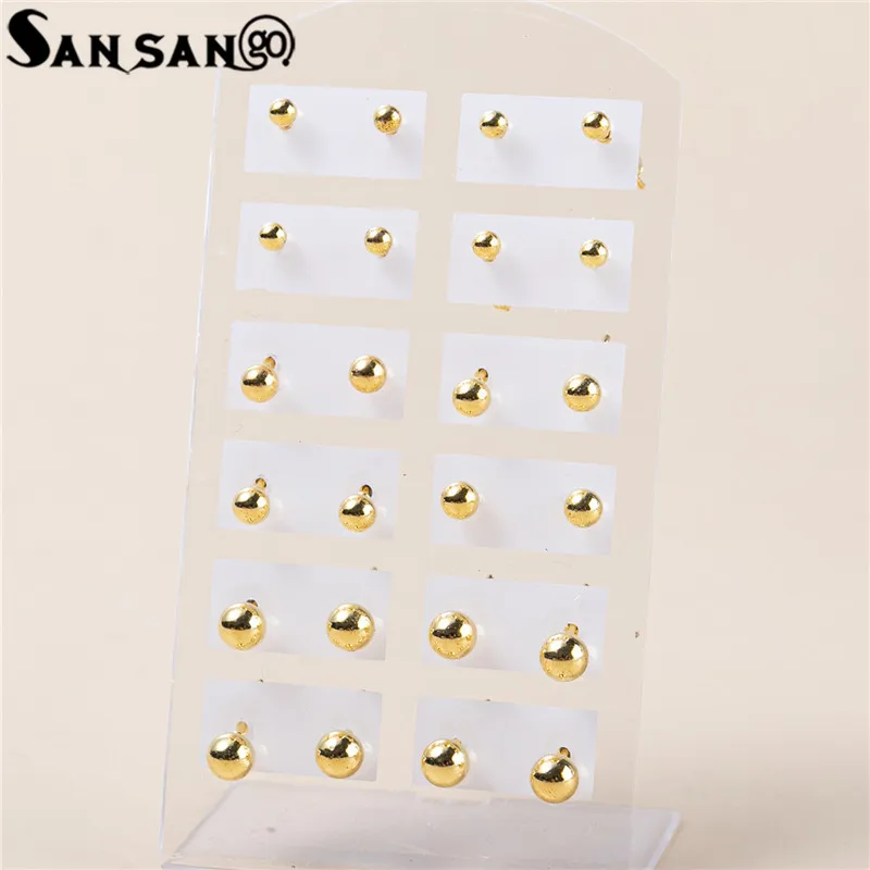 12pair/set Gold Silver Color Round Ball Stud Earrings For Women Girls Earring Set Fashion Jewelry 4mm 5mm 6mm
12pair/set Gold Silver Color Round Ball Stud Earrings For Women Girls Earring Set Fashion Jewelry 4mm 5mm 6mm