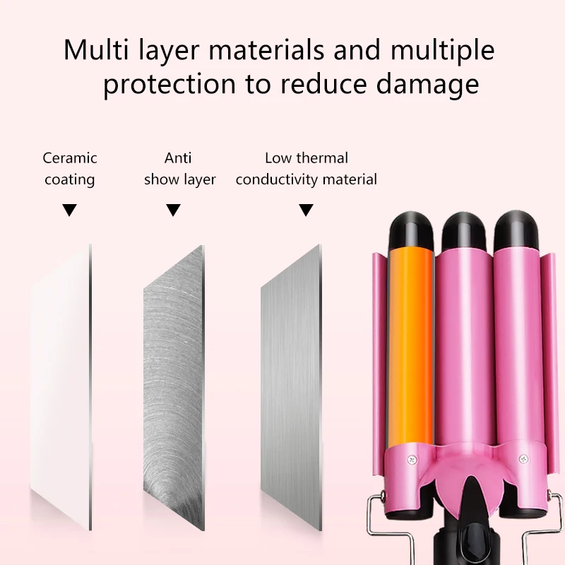 Hair Curling Iron Ceramic Professional Triple Barrel Hair Curler Egg Roll Hair Styling Tools Hair Styler Wand Curler GH2
Hair Curling Iron Ceramic Professional Triple Barrel Hair Curler Egg Roll Hair Styling Tools Hair Styler Wand Curler GH2