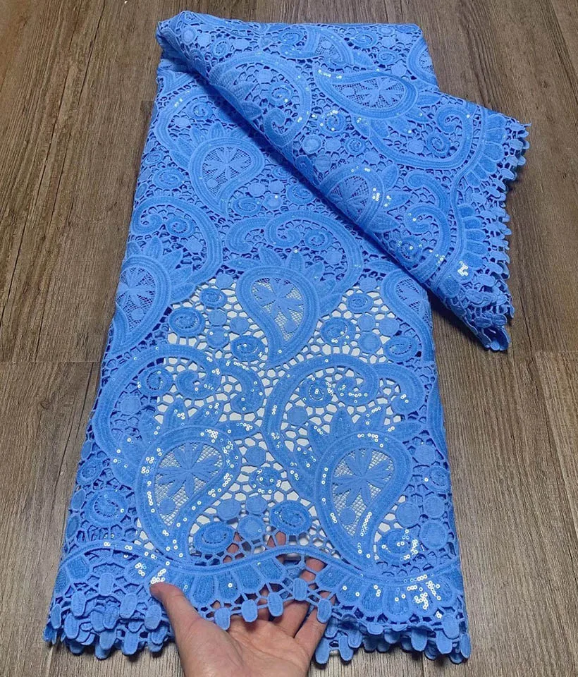 New Soft Guipure Fabric For Women,Blue African Sequins Lace Fabric Swiss Voile Cotton Fabric Sewing Embroidery For Nigeria Party
New Soft Guipure Fabric For Women,Blue African Sequins Lace Fabric Swiss Voile Cotton Fabric Sewing Embroidery For Nigeria Party