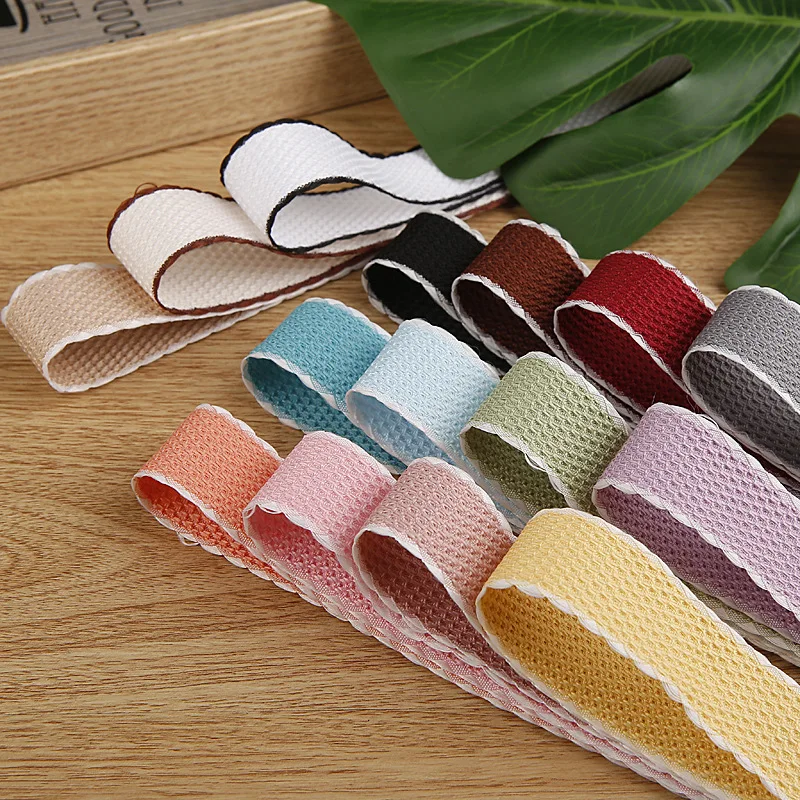 

Stitched Cotton Fabric Ribbons 7mm 10mm 16mm 25mm 38mm 50Yards For DIY Make Hair Bow Corsage Accessories Carfts Packing Material