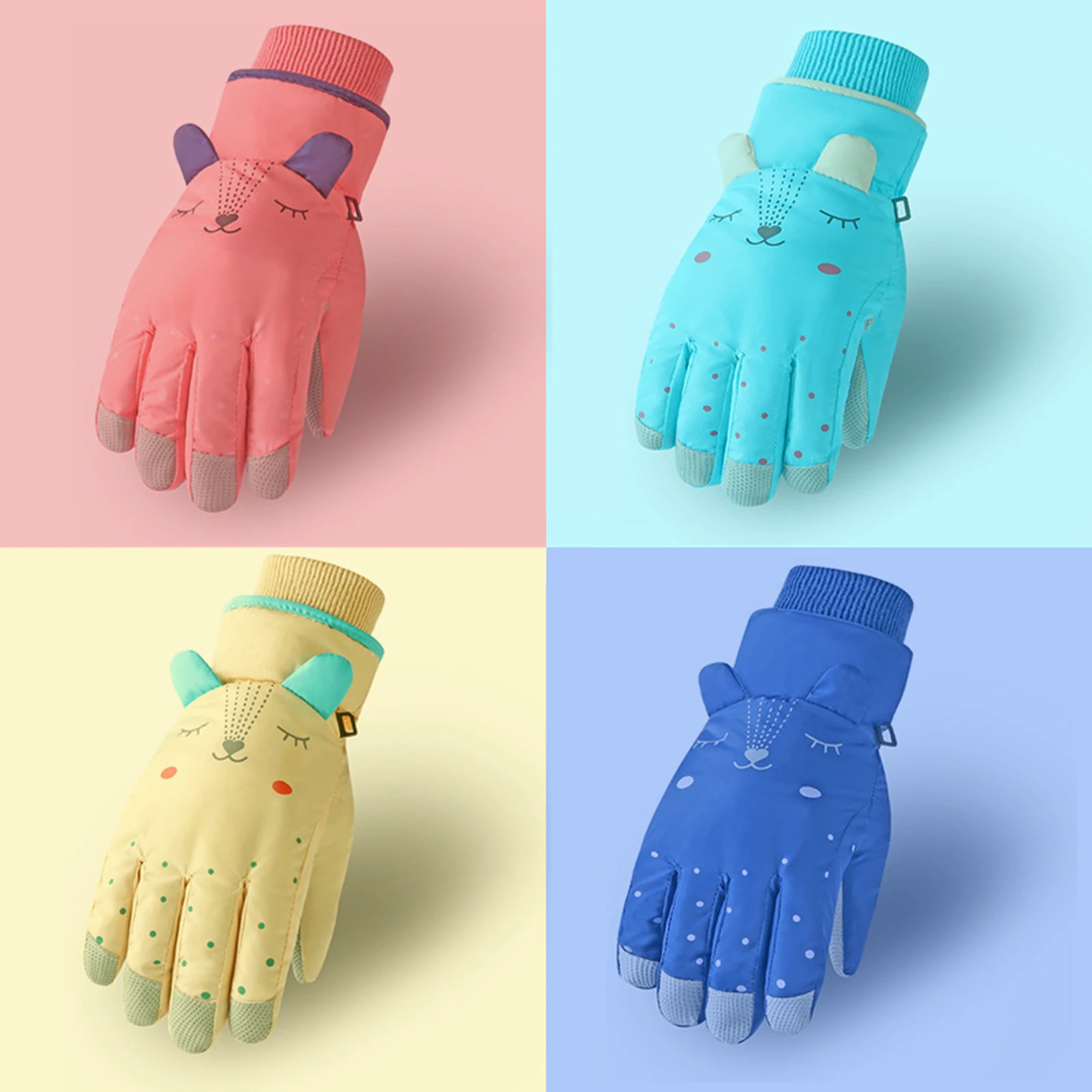 Kids Winter Waterproof Snow Gloves Solid Color Cartoon Ears Thermal Insulated Windproof Sport Snowboard Ski Warm Mittens
Kids Winter Waterproof Snow Gloves Solid Color Cartoon Ears Thermal Insulated Windproof Sport Snowboard Ski Warm Mittens