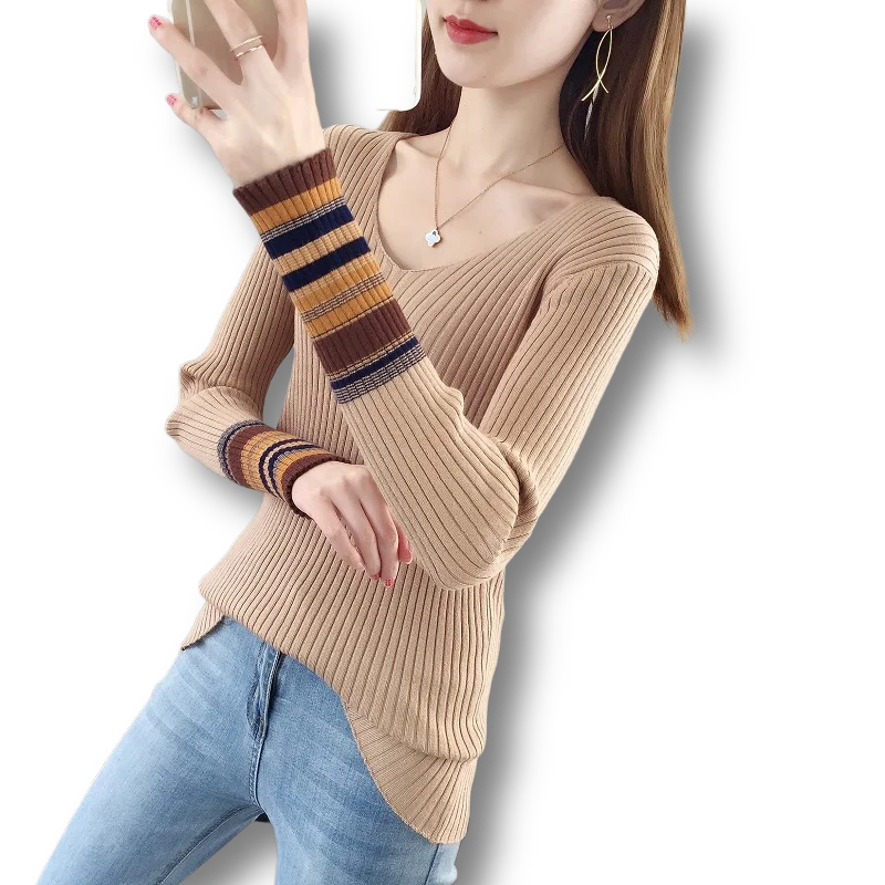 Vintage Knitted Women Sweater And Pullovers V-Neck Elastic Office Lady Elegant Pulls Solid Female Pulls Tops
Vintage Knitted Women Sweater And Pullovers V-Neck Elastic Office Lady Elegant Pulls Solid Female Pulls Tops