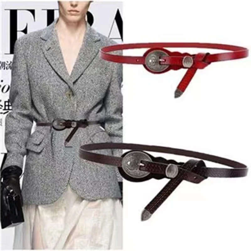 New Ladies Fashion Cowhide Decoration Thin Waistband Simple And Versatile Vintage Imitation Silver Double Buckl Coat Suit Belt
New Ladies Fashion Cowhide Decoration Thin Waistband Simple And Versatile Vintage Imitation Silver Double Buckl Coat Suit Belt