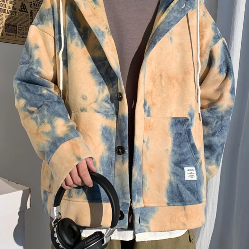 Autumn Hooded Coat Tie-dyed Loose Casual Long Sleeve Clothes Individuality Large Printed Cardigan Jacket Tide Outerwear Oversize
Autumn Hooded Coat Tie-dyed Loose Casual Long Sleeve Clothes Individuality Large Printed Cardigan Jacket Tide Outerwear Oversize