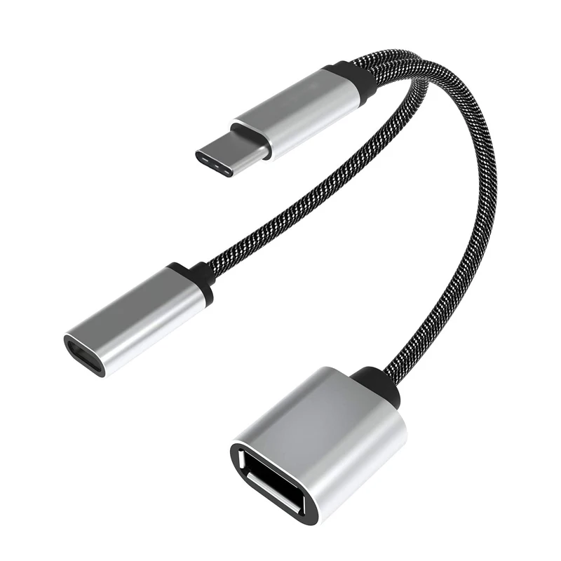 

OTG 2 в 1 USB C разветвитель Кабель для передачи данных и зарядки для Google TV Chromecast Samsung Type C Male к USB C Female OTG адаптеры для телефонов