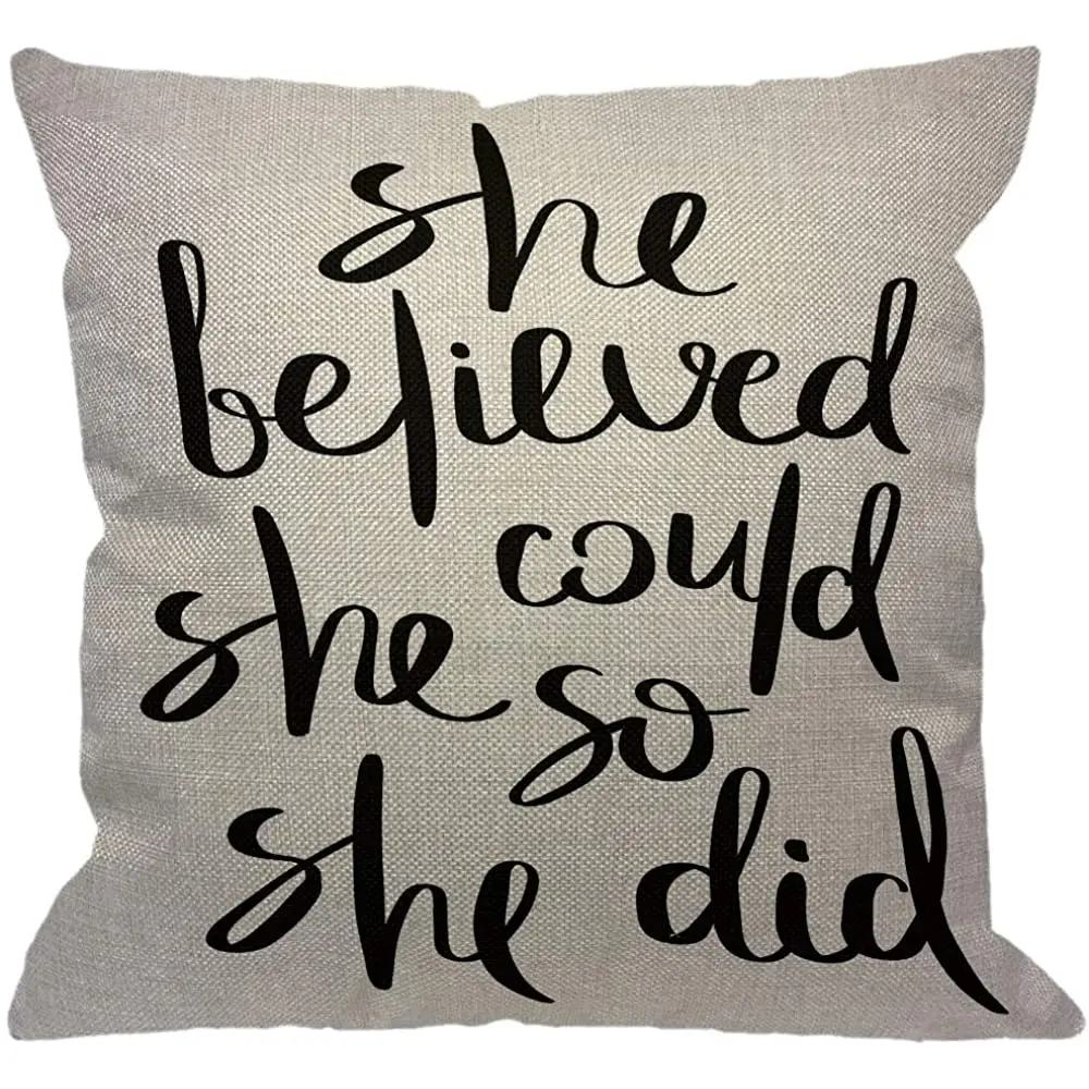 HGOD DESIGNS Inspirational Quote Throw Pillow Cover,Ink Brush Lettering She Believed She Could So She Did Decorative
HGOD DESIGNS Inspirational Quote Throw Pillow Cover,Ink Brush Lettering She Believed She Could So She Did Decorative