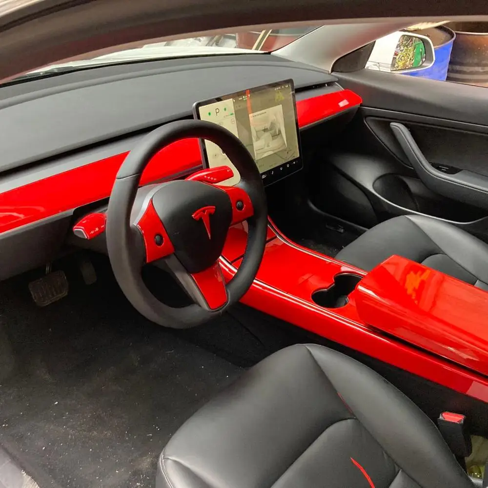 ABS Красный центр управления полоса для Tesla модель 3 Защита боковая кромка |
