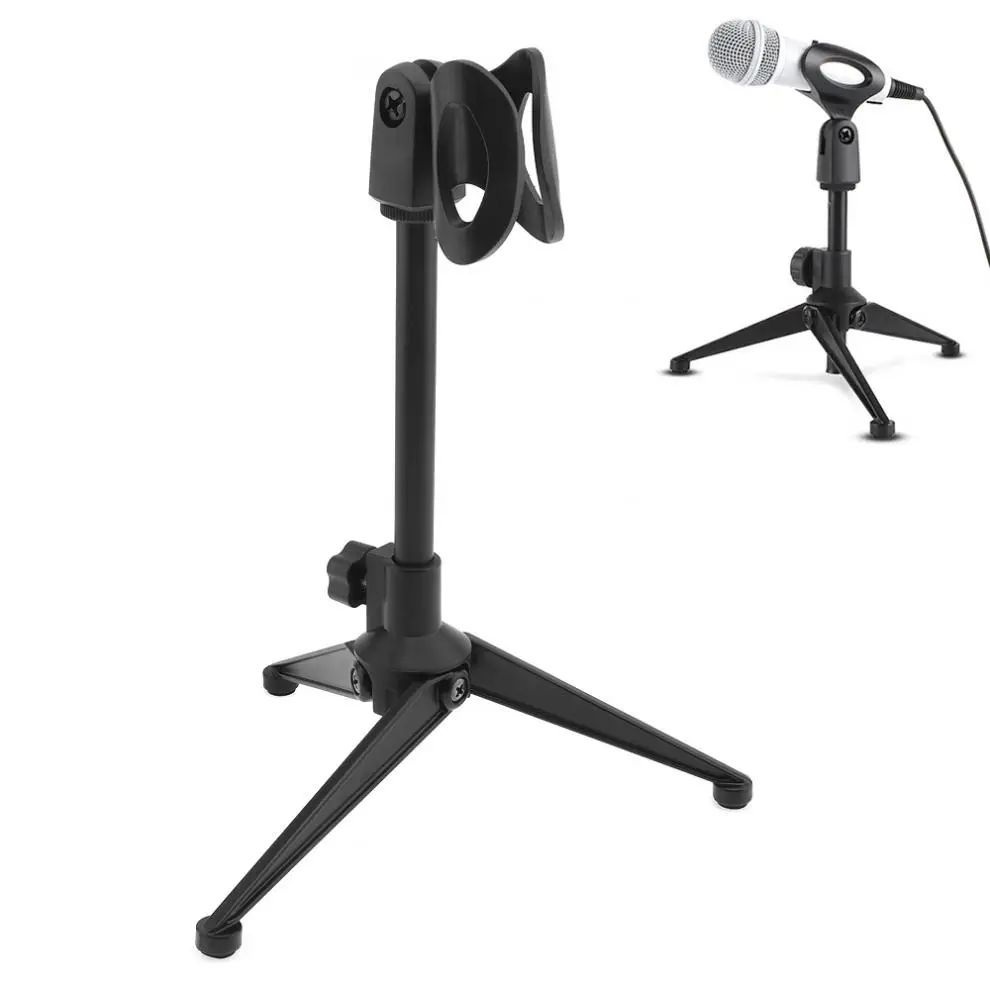 Портативный металлический микрофон с тремя ножками и подъемной стойкой углом