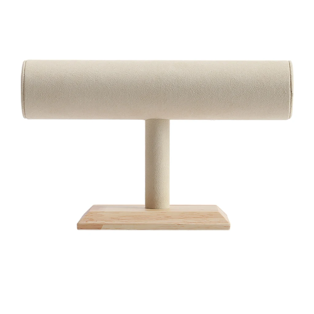 T-Bar Bracelet Display Rack Bangle Watches Necklace Holder Wood Base Microfiber Holder Grey Cream-Colored
T-Bar Bracelet Display Rack Bangle Watches Necklace Holder Wood Base Microfiber Holder Grey Cream-Colored