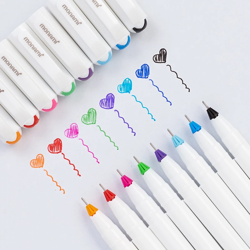 

8 Colors Monami Color Pen Set 0.4mm Colored Fineliner Sketch Drawing Pen Assorted Colors Micron Liner Pens for School