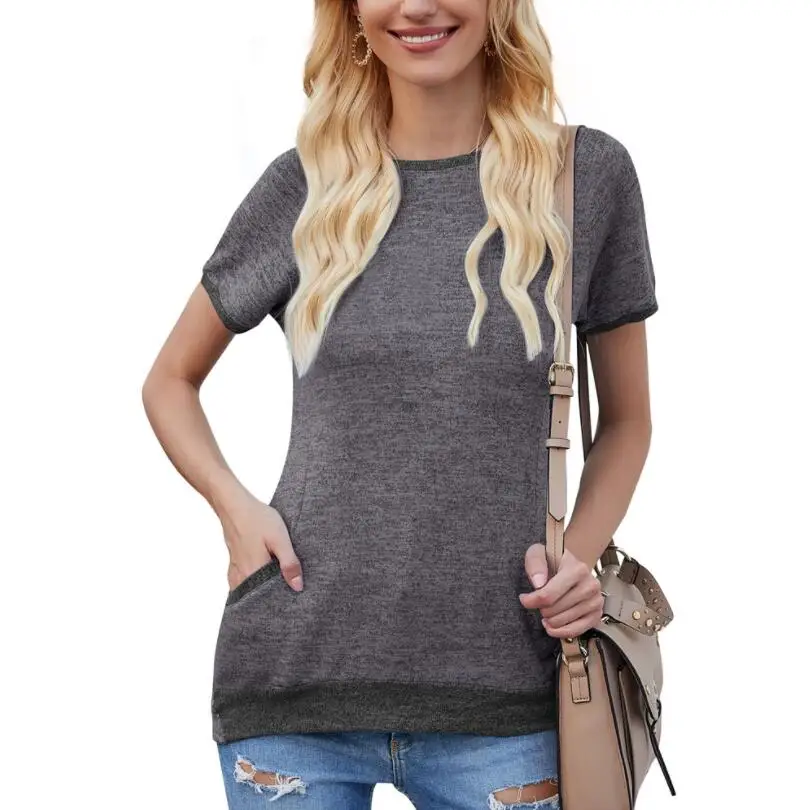 LISCN 2021 Spring/Summer new women's shirt contrast pocket short-sleeve pullover Ladies casual loose T-shirt 3301-new 
LISCN 2021 Spring/Summer new women's shirt contrast pocket short-sleeve pullover Ladies casual loose T-shirt 3301-new