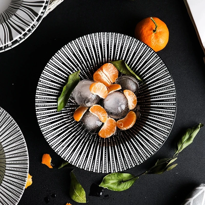 Ceramic Deep Platter Western Restaurant Plate European Style Black And White Line Pasta Steak Plate Dessert Pot Cafe Dish Sauce
Ceramic Deep Platter Western Restaurant Plate European Style Black And White Line Pasta Steak Plate Dessert Pot Cafe Dish Sauce