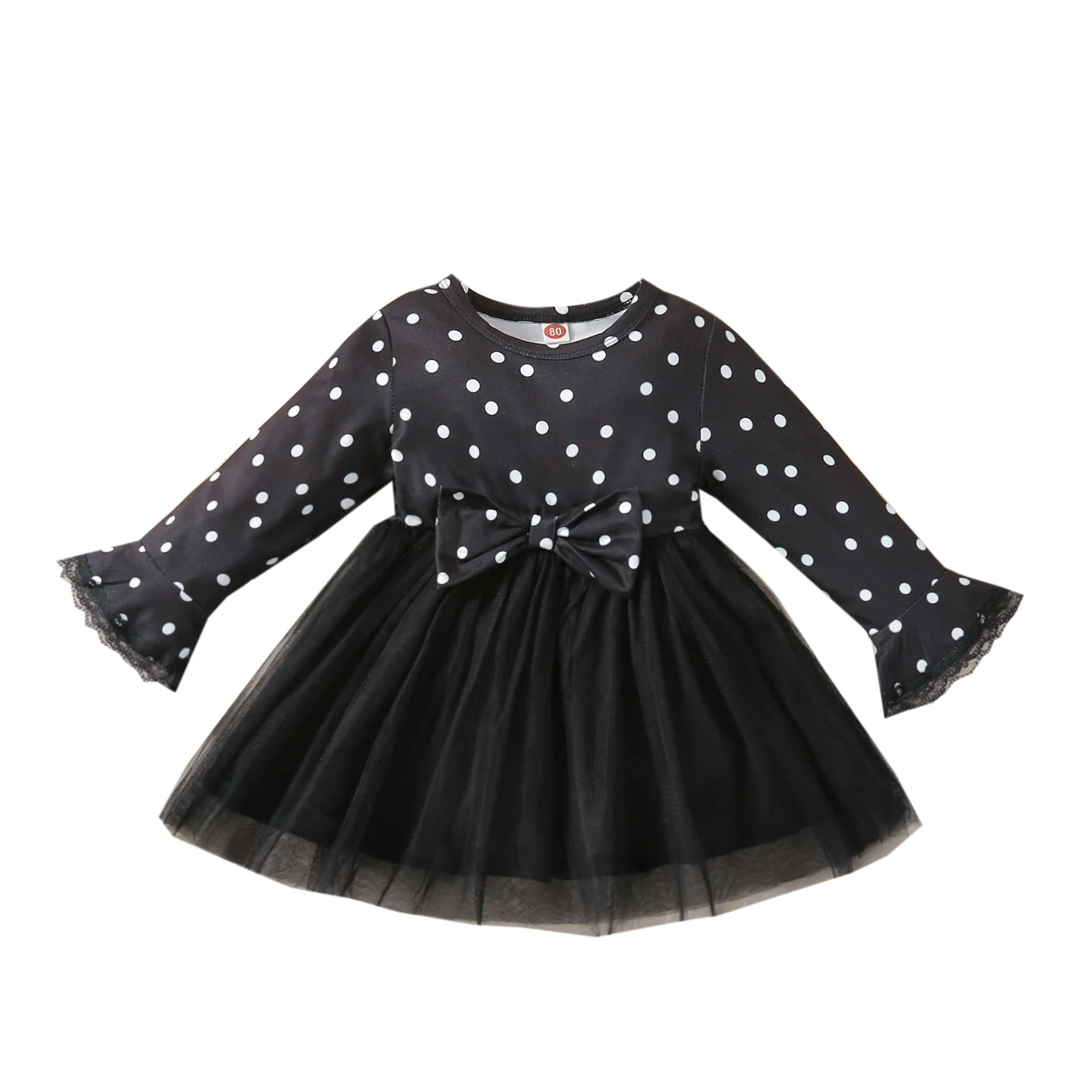 Little Girls Dress, Dot Printing Round Collar/Sloping Shoulder Long Sleeve Mesh Splicing Bow Decoration Princess Skirt
Little Girls Dress, Dot Printing Round Collar/Sloping Shoulder Long Sleeve Mesh Splicing Bow Decoration Princess Skirt