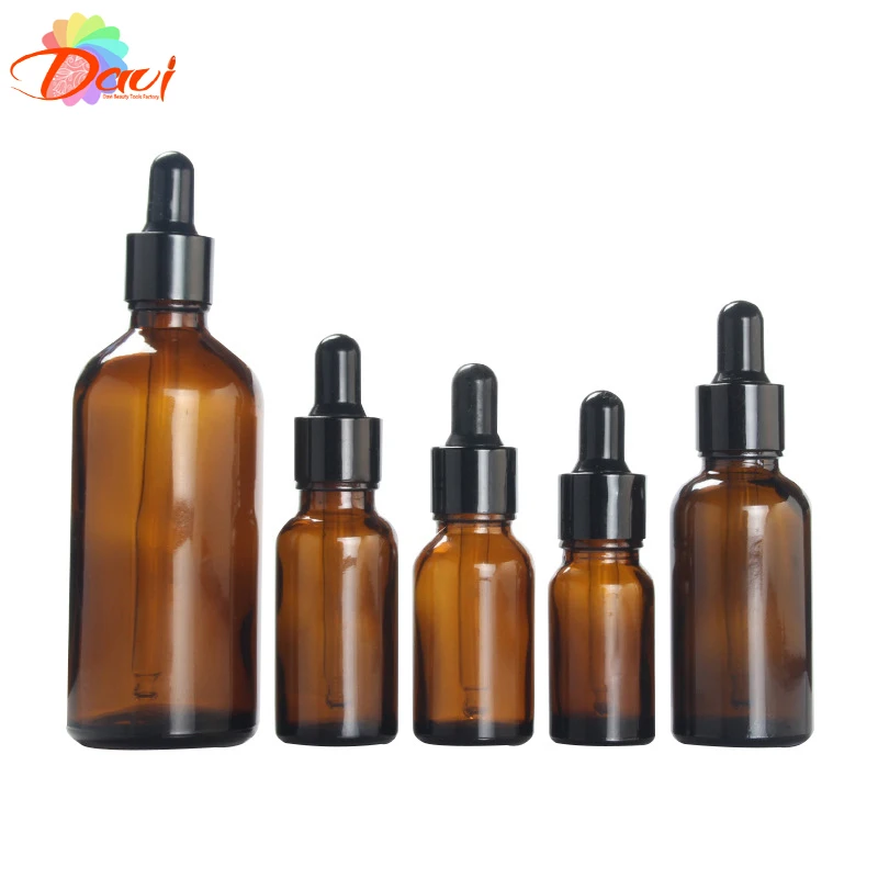 5-100ml Black Metal Cap Refill Dropper Amber Glass Bottle Essence Massage Plant oil Serum Aromatherapy Liquid Pipette Skincare - купить по