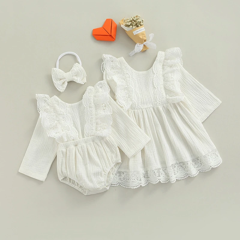 Комбинезон для маленьких девочек; Кружевное платье; Осенняя одежда с длинными рукавами и круглым вырезом для маленьких сестер; Повседневны...
Комбинезон для маленьких девочек; Кружевное платье; Осенняя одежда с длинными рукавами и круглым вырезом для маленьких сестер; Повседневны...