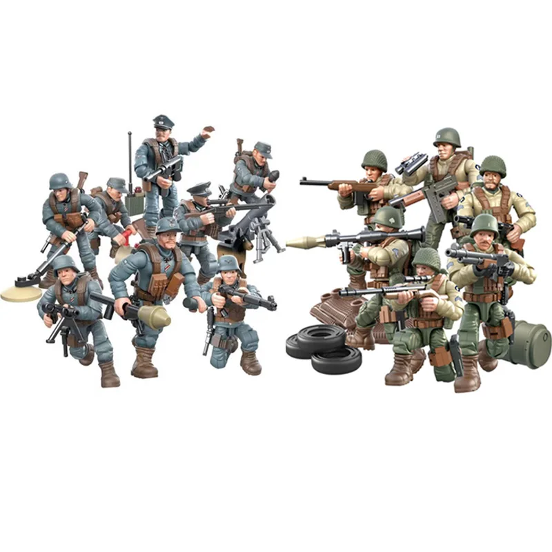 

1:35 scale military Germany army forces action figures world war Battle Normandy Rhineland mega block ww2 weapon gun brick toy