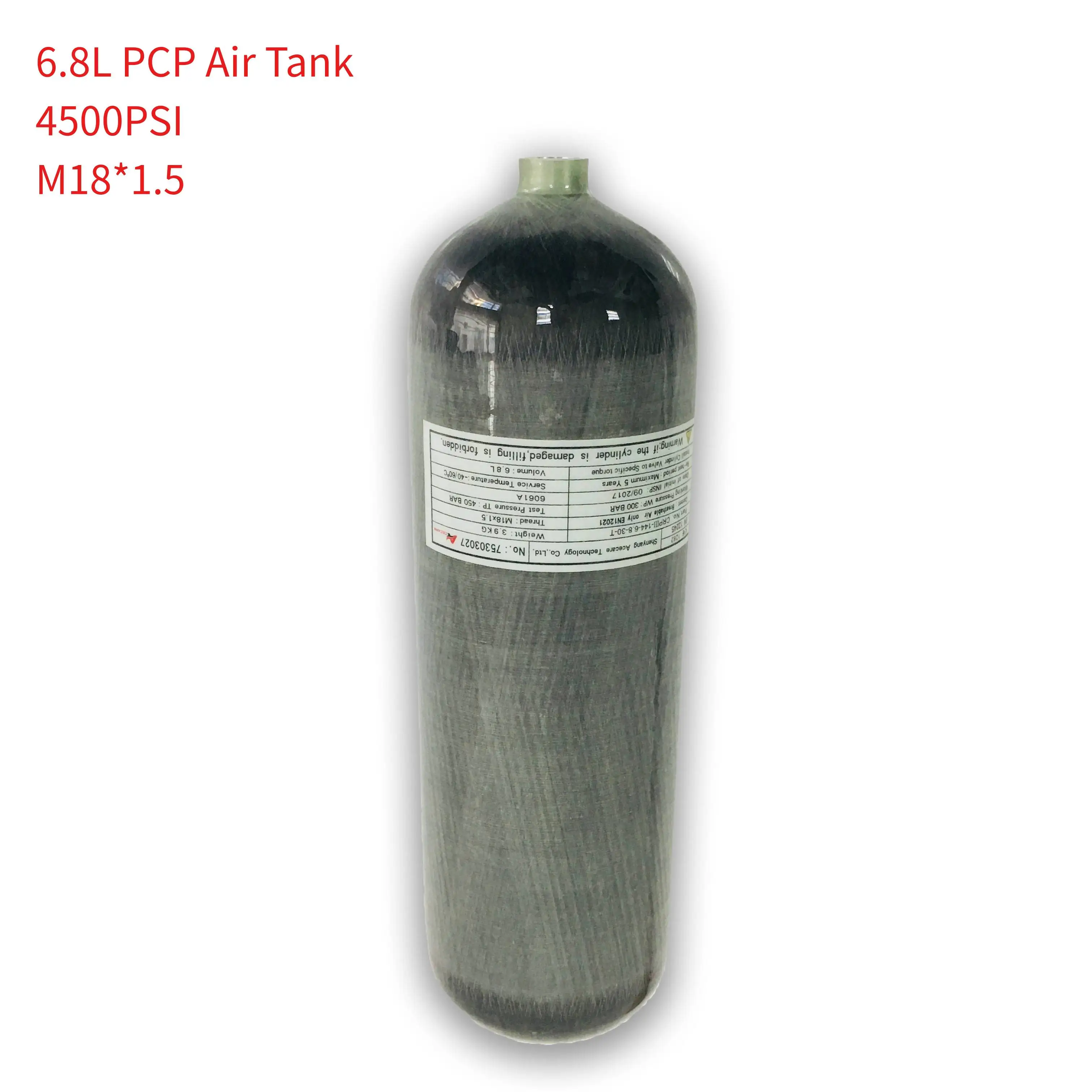 AC168 300Bar Pcp Air Tank 6.8L Rifle Pressure Carbon Fiber Cylinder CE Softgun Mini Bottle Dive M18*1.5 For Airforce Condor
AC168 300Bar Pcp Air Tank 6.8L Rifle Pressure Carbon Fiber Cylinder CE Softgun Mini Bottle Dive M18*1.5 For Airforce Condor