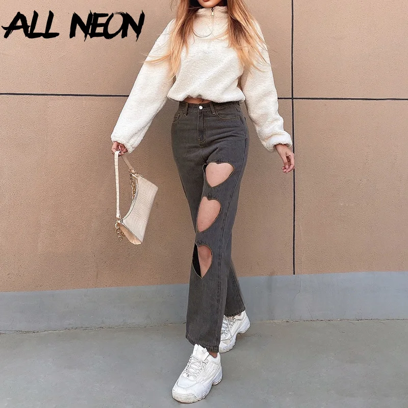 ALLNeon 90s Aesthetics Heart Shape Hollow Out Baggy Jeans Y2K Streetwear High Waist Grey Denim Trousers Fashion Summer Pants
ALLNeon 90s Aesthetics Heart Shape Hollow Out Baggy Jeans Y2K Streetwear High Waist Grey Denim Trousers Fashion Summer Pants