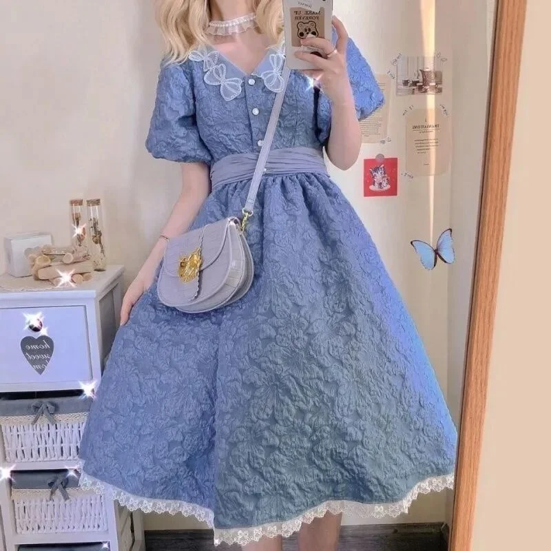 Women Sweet French Style Dress Girls Short Sleeve Lace INS Hot Sale Fashion Dress Size S-L New Vestidos
Women Sweet French Style Dress Girls Short Sleeve Lace INS Hot Sale Fashion Dress Size S-L New Vestidos