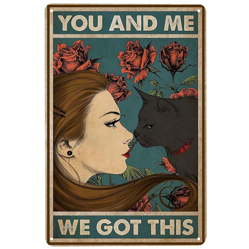 Cat And Girl Poster printed Metal Signs Retro Tin Signs Funny Poster Decor for Bar Pub Club Decoration for Living Room Home
Cat And Girl Poster printed Metal Signs Retro Tin Signs Funny Poster Decor for Bar Pub Club Decoration for Living Room Home