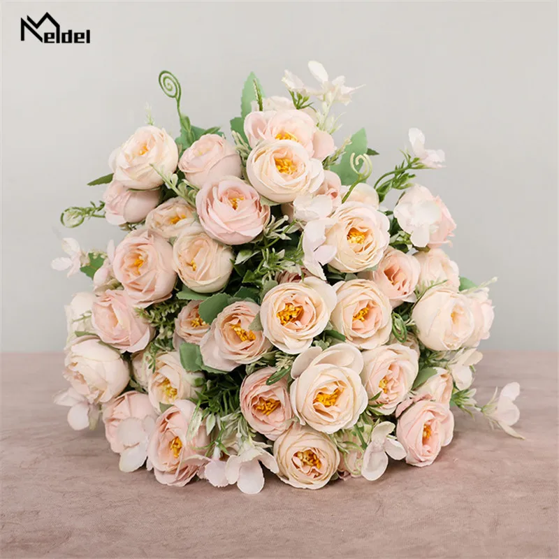 10 голов искусственные цветы розы Букет невесты 5 веток шелковые для DIY украшения