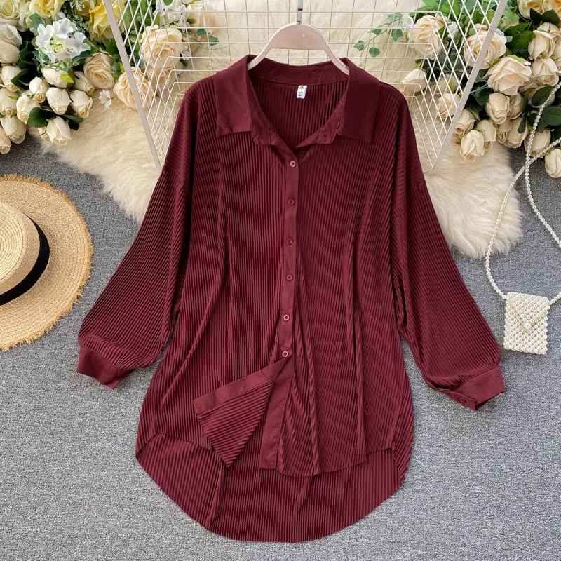 Spring Autumn Women's Blouse French Retro Solid Color Lapel Puff Sleeve Pleated Blouse New Slim Waist Female Tops DE350
Spring Autumn Women's Blouse French Retro Solid Color Lapel Puff Sleeve Pleated Blouse New Slim Waist Female Tops DE350