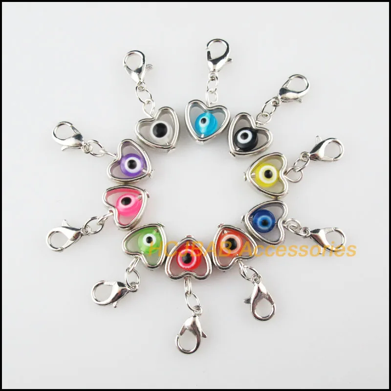 20 New Heart Charms Eye Resin Mixed Beads Dull Silver Plated With Lobster Claw Clasps Pendants Retro 12x15mm
20 New Heart Charms Eye Resin Mixed Beads Dull Silver Plated With Lobster Claw Clasps Pendants Retro 12x15mm