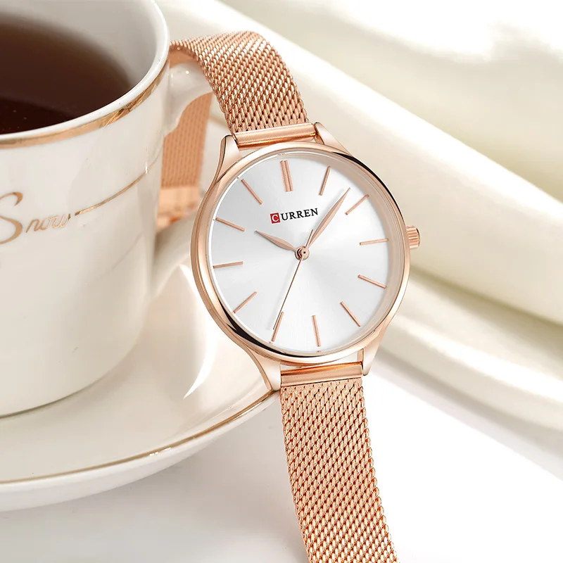 

Часы CURREN женские кварцевые, модные простые Стильные наручные, с браслетом