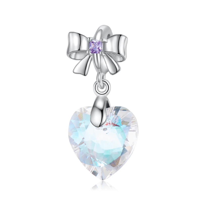 High Quality 925 Sterling Silver Heart-shaped Colorful White Charm Crystal Loyal Love Bow Pendant for Bracelet Neckalce Jewelry
High Quality 925 Sterling Silver Heart-shaped Colorful White Charm Crystal Loyal Love Bow Pendant for Bracelet Neckalce Jewelry