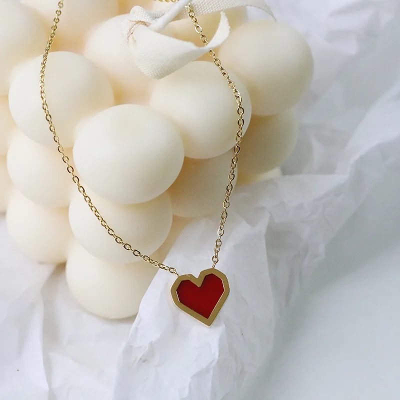 Amaiyllis 18K Gold Red Heart Charms Choker Necklace Pendants Link Chain Clavicle Necklace Gold Color Lucky Jewelry For Women
Amaiyllis 18K Gold Red Heart Charms Choker Necklace Pendants Link Chain Clavicle Necklace Gold Color Lucky Jewelry For Women