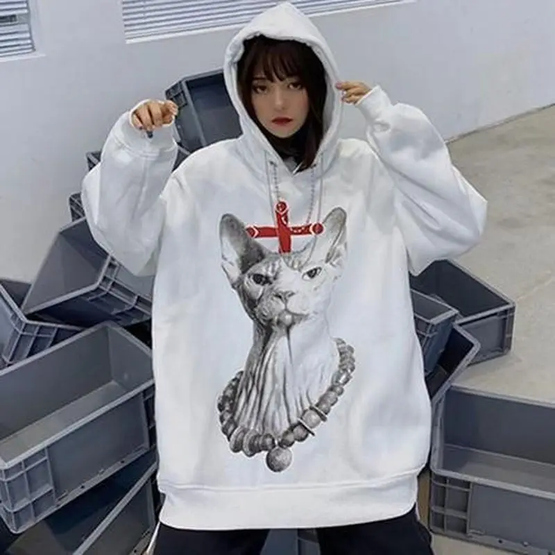 Sweatshirt women's autumn and winter dark print loose Plush thickened Hoodie cartoon Hoodie Sweatshirt retro Gothic style
Sweatshirt women's autumn and winter dark print loose Plush thickened Hoodie cartoon Hoodie Sweatshirt retro Gothic style