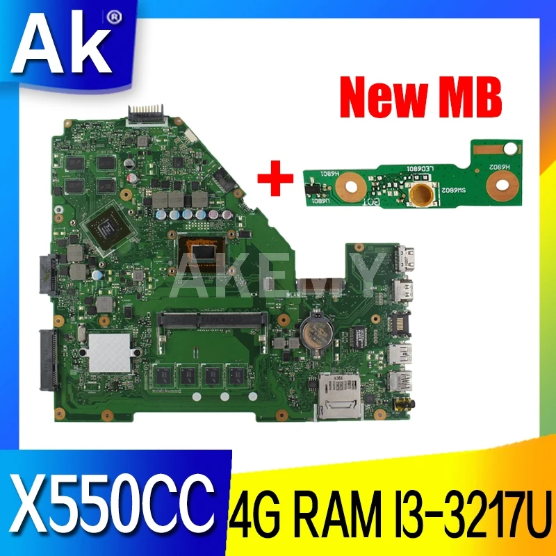 Akemy X550CC Motherboard i3-3217 CPU 4GB GT720M 2GB For Asus X552C R510C R510C Y582C laptop Mainboard X550CC Mainboard
Akemy X550CC Motherboard i3-3217 CPU 4GB GT720M 2GB For Asus X552C R510C R510C Y582C laptop Mainboard X550CC Mainboard