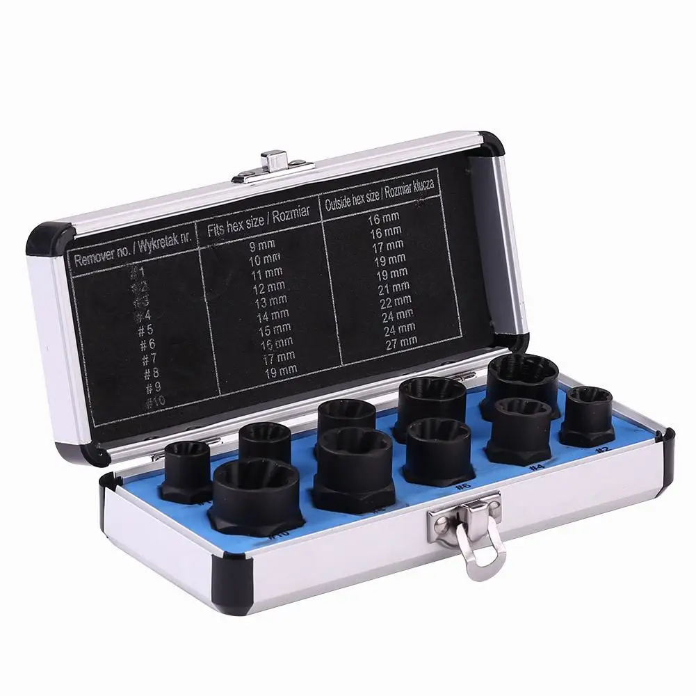 10pcs 9-19mm Screw Remover Tools Damaged Nut Bolt Remover Kit Stud Extractor Broken Bolt Screw Remover Hand Tools Set Kit
10pcs 9-19mm Screw Remover Tools Damaged Nut Bolt Remover Kit Stud Extractor Broken Bolt Screw Remover Hand Tools Set Kit