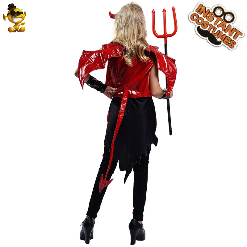 Halloween Girl's Devil Costumes Cosplay Child Red Leather Devil Dress Clothes Fancy Dress Carnival Costumes
Halloween Girl's Devil Costumes Cosplay Child Red Leather Devil Dress Clothes Fancy Dress Carnival Costumes