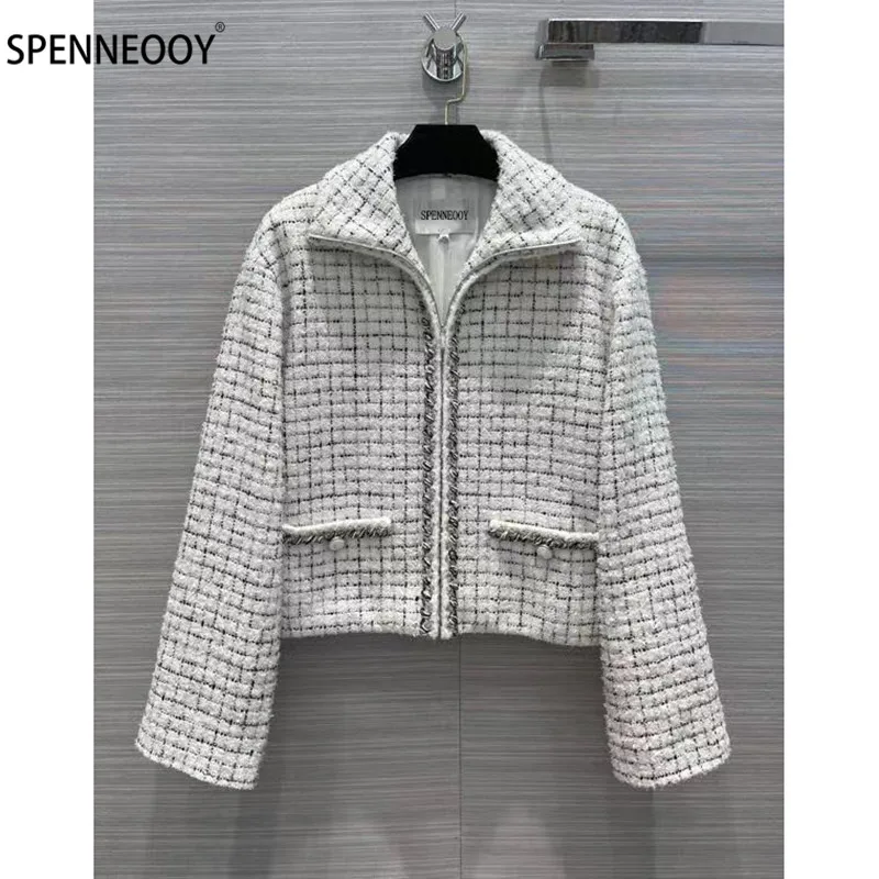 SPENNEOOY Designer Brand Autumn Elegance Office Lady Plaid Tweed Overcoat Outwear Women Fashion Jackets Coat
SPENNEOOY Designer Brand Autumn Elegance Office Lady Plaid Tweed Overcoat Outwear Women Fashion Jackets Coat