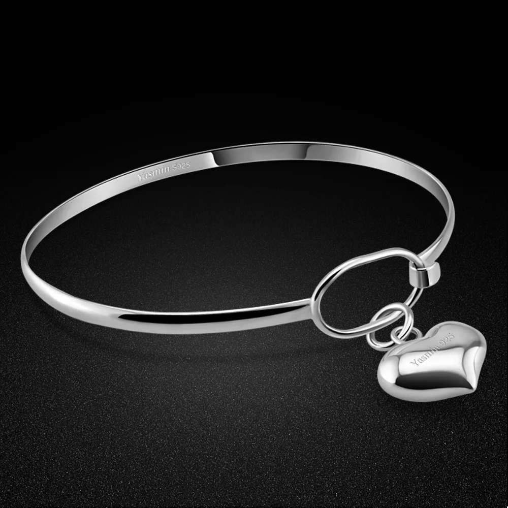Fashion Women's 925 Silver Bracelet Sterling Silver Smooth Open Bracelet Free Adjustable Charm Woman's Heart Bracelet Jewelry
Fashion Women's 925 Silver Bracelet Sterling Silver Smooth Open Bracelet Free Adjustable Charm Woman's Heart Bracelet Jewelry