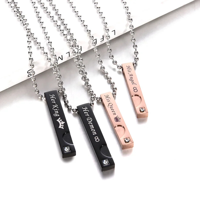 Fashion Titanium Steel Lovers Necklace his queen her king Brand Couple Pendant Men's and Women's Necklaces Couple Jewelry
Fashion Titanium Steel Lovers Necklace his queen her king Brand Couple Pendant Men's and Women's Necklaces Couple Jewelry
