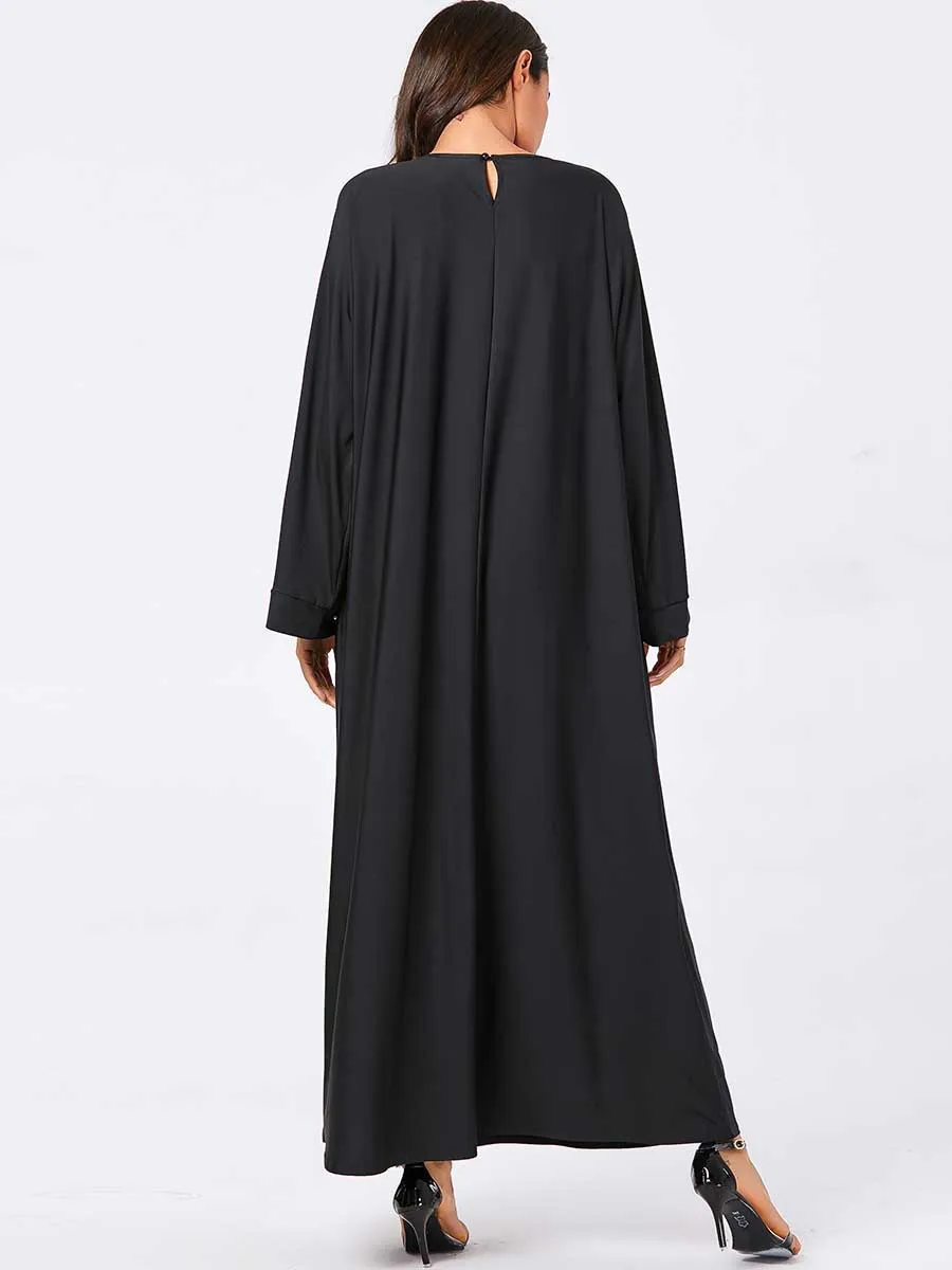 Мусульманское женское платье-абайя кафтан с бисером и рукавами летучая мышь