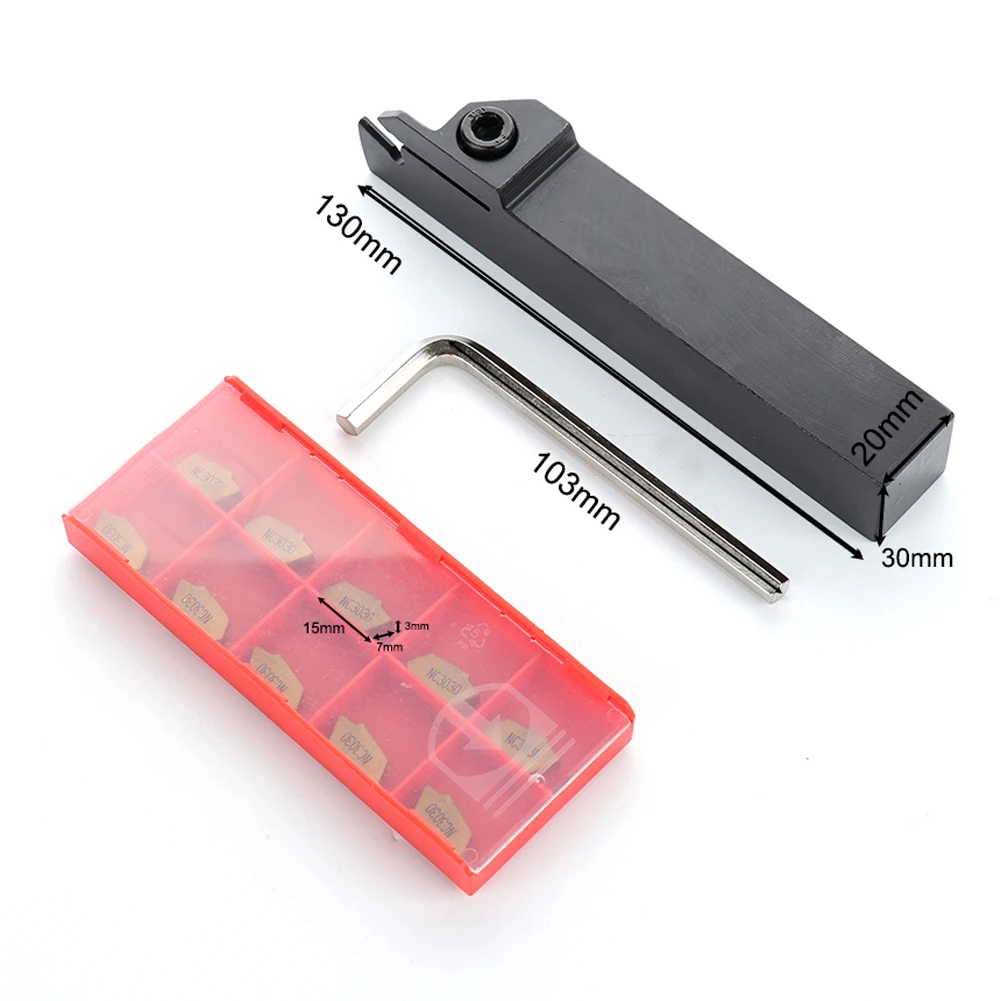 Lathe 20mm Parting Off Turning Tool Holder With 10 SP300 3mm Carbide Inserts Wrench for Metal Mini Machine Models Repairing 
Lathe 20mm Parting Off Turning Tool Holder With 10 SP300 3mm Carbide Inserts Wrench for Metal Mini Machine Models Repairing
