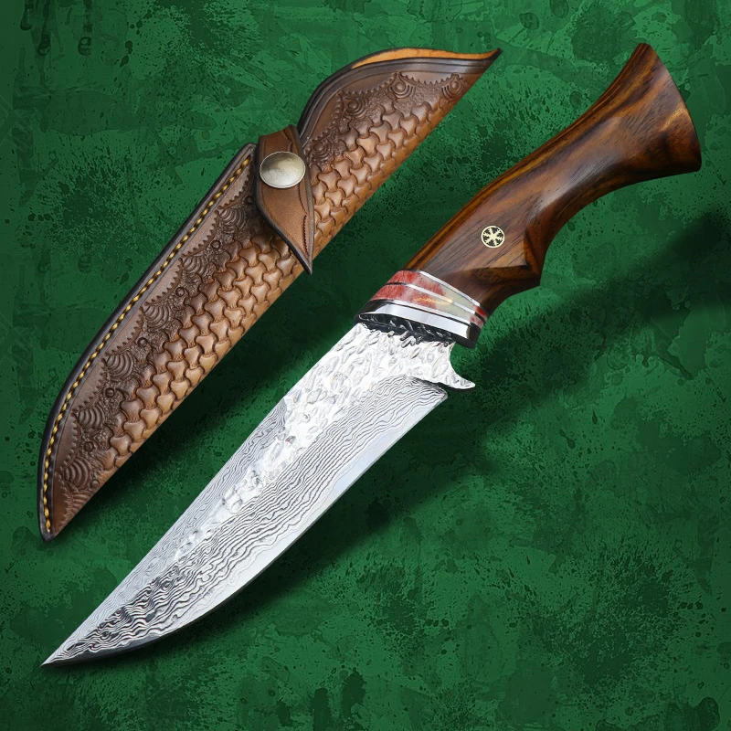 Hunting Knife Damascus Steel Handmade VG10 with Leather Sheath Outdoor Camping Tool High Hardness and Sharp Fixed Blade
Hunting Knife Damascus Steel Handmade VG10 with Leather Sheath Outdoor Camping Tool High Hardness and Sharp Fixed Blade